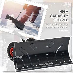 Pala da Neve con Lama da 29 Pollici, Ruote da 10 Pollici, Angolo Regolabile, Manico in Metallo e Legno, Spingipista Manuale, Materiale in Alluminio Nero, Personalizzazione OEM - Product Image 6