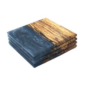 Handmade Resin & Wood Coasters Wood Resin Mats Pads Round Home Hotel Natural Round Epoxy Resin Acacia <b>Kitchen</b> <b>Accessories</b> - Product Image 5