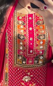 ชุดคุร์ตีผ้ามัสลินทอจากผ้าไหมแท้ 100% คอทรงโอ สไตล์โบฮีเมียนน่ารัก ปี 2026 พร้อมกางเกงและผ้าคลุมไหล่ แขนยาว - Product Image 3