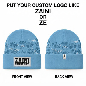 Gorro de Punto Acrílico Premium de 300 GSM, Gorro de Invierno Azul Cálido y Suave con Puño y Bordado, para Uso Diario Informal - Product Image 1