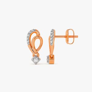 ต่างหูเพชรรูปทรงหยดน้ำแบบห่วงคู่สีโรสโกลด์ - Product Image 2