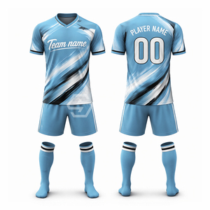 Maillot de football personnalisé 100% polyester à manches courtes, respirant, anti-bactérien, séchage rapide, nom de l'équipe, impression personnalisée - Product Image 5