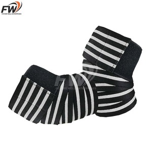Bandes de genou OEM élastiques 100% laine antidérapantes avec logo et couleur personnalisés pour l'entraînement quotidien, longues bandes de genou avec fermeture à crochet - Product Image 3