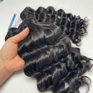 Prix de gros Extensions de cheveux noirs à trame Deepwave 100% cheveux humains Super haute qualité sans perte ni enchevêtrement prêt à expédier - Product Image 4