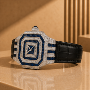 Montre de luxe pour homme en acier inoxydable avec mouvement automatique ETA, cadran en verre Moissanite, style Hip Hop, résistante à l'eau 10 bars, idéale pour les mariages et les soirées - Product Image 4