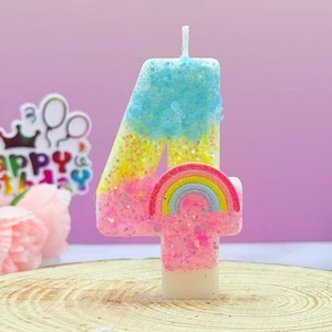 Bougies Artisanales Arc-en-ciel Colorées Chiffres 0-9 Dessin Animé Mignonnes Décoration Gâteau Anniversaire Créative Fournitures de Fête Célébration - Product Image 4