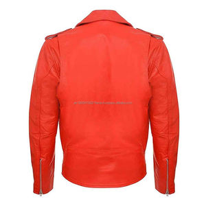 Veste en cuir véritable pour hommes col montant style rue haute fermeture éclair tissu à la mode nouvel état veste en cuir - Product Image 2