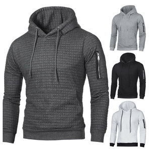 Men's Hooded Sweatshirt Solid <b>Black</b> Knitted Long Sleeve Slim Fit Casual Autumn Wear Zipper Pocket Design 2027 - Product Image 4
