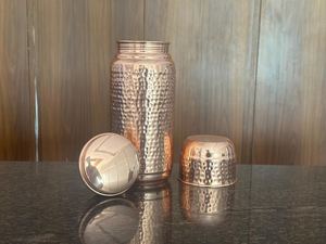 Handcrafted Pure <b>Copper</b> Jumbo Water Bottle Lid <b>Cup</b> Anti-corrosion Coating Portable Classic Design Gift Box Packaging Drinkware - Product Image 3