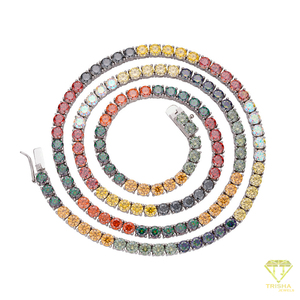 Collier Chaîne Tennis Coloré Effet Givré, Design Pierre Ronde Scintillante, Style Luxe, Bijoux Hip Hop pour Hommes et Femmes, Vente en Gros - Product Image 5
