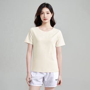 Camiseta deportiva de secado rápido con 88% poliéster y 12% spandex, que absorbe la humedad, para mujer, de manga corta, para gimnasio. - Product Image 3