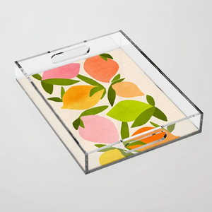 Plateau de service en acrylique à motif imprimé feuille, idéal pour le Nouvel An, pour servir pâtisseries, bonbons et chocolats - Product Image 2