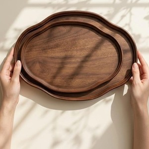Bandeja de madera irregular hecha a mano con diseño minimalista para café, té, aperitivos, desayuno, uso en mesa de comedor. Bandeja para café, té y aperitivos. - Product Image 3