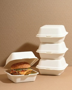 Boîte à clapet de luxe en bagasse de canne à sucre 6x6 pouces – Contenant alimentaire durable pour restaurants – Boîte à lunch pour aliments chauds et froids - Product Image 4
