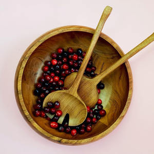 Lujo grande de madera de acacia hecho a mano ecológico artesanías de madera marrón moderno cuenco de lujo para servir mesa de cocina decoración del hogar para - Product Image 4