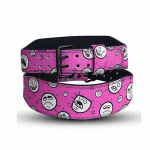 Cinturón de levantamiento ancho de cuero de 10 mm con doble punta para soporte lumbar, cinturón de levantamiento de pesas de cuero con diseño de anime para culturismo - Product Image 2