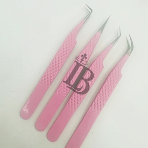 <b>Top</b> Trend Eyelash Extensions Tweezers <b>Pink</b> Color Tweezers Degree Curved Straight <b>Hot</b> Sale Eyelash Tweezers Paper Design - Product Image 1