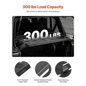 Porte-bagages de coffre arrière pour Jeep Wrangler JK 2007-2024, 300 lb, panier en acier carbone, plateau de rangement intérieur, porte-bagages, étagère en filet - Product Image 3