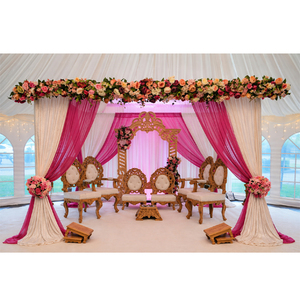 Ensemble de chaises Mandap pour cérémonie de mariage bouddhiste, chaises Mandap en teck sculptées à la main, chaises de mariage hindoues, chaises de mariée design - Product Image 1