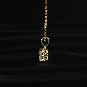 Colgante de Diamante Corte Princesa con Marco de Cuerda Trenzada, Collar con Diamante en Forma de Gota, Diamante Cultivado en Laboratorio, Chapado en Oro - Product Image 5