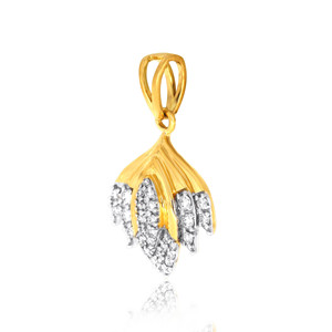 Yellow Gold Diamond Pendant With Round Brilliant Cut Lab Grown Diamonds Minimalist <b>Charm</b> For Everyday Wear Women's - Product Image 2