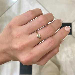 Bagues empilables en diamant, serties clos, taille cœur, diamants de laboratoire, minimalistes, de luxe, pour promesse, usage quotidien, en or massif 14k 18k, vente en gros - Product Image 2