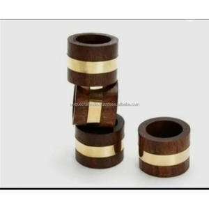 Juego de 6 Anillos para Servilletas de Madera con Forma Geométrica Única, Ecológicos, Hechos a Mano en India, Modernos y Elegantes para la Mesa del Comedor - Product Image 4