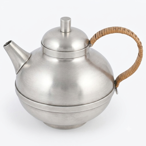 Bouilloire à thé en acier inoxydable avec couvercle, poignée en métal, design minimaliste, forme ronde, pour la cuisine, théière artisanale en solde - Product Image 6