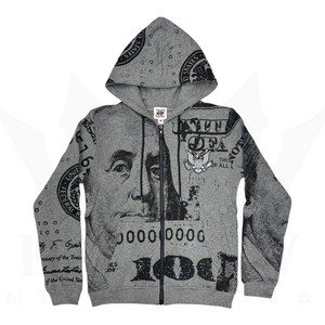 Men's Winter Loose Fit Print Full Zip Hoodie 100% Cotton Fleece Breathable Anti-Pilling Pocket Design High Quality - Product Image 5