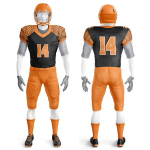 Jersey de Fútbol Americano para Adultos, Diseño de Moda en Negro y Naranja, Número 14, Secado Rápido, Transpirable, Ecológico y Personalizable - Product Image 1