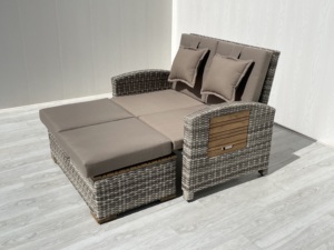 Chaise longue en rotin de haute qualité, moderne, confortable et premium avec dossier réglable et coussin pour hôtel, jardin, cour et terrasse - Product Image 4