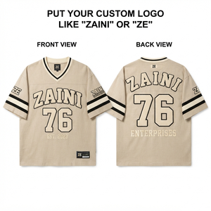 Camiseta de Fútbol Americano para Hombre, Malla de Poliéster Premium de 220 GSM, Logotipo Personalizado, Apliques de Sarga, Paneles de Manga a Rayas, Estilo Atlético - Product Image 1