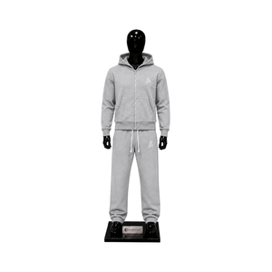 Conjunto Deportivo Premium para Hombre en Gris, Sudadera con Cremallera Completa y Pantalones Jogger, Logotipo Personalizado, Ropa Deportiva Casual, Ropa de Calle, Traje para Gimnasio y Entrenamiento - Product Image 1