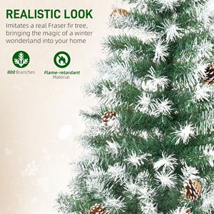 Albero di Natale Artificiale Innevato da 210 cm con 61 Pigne e 800 Punte in PE, con Cerniere e Rami a Forma di Abete - Product Image 5