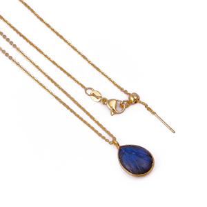 จี้ห้อยคอรูปหยดน้ำประดับลาบราดอไรต์ ตัวเรือนทองเหลืองชุบทอง ประดับด้วยพลอยธรรมชาติ ระยิบระยับ ทันสมัย เหมาะสำหรับทั้งชายและหญิง/ผู้หญิง - Product Image 3