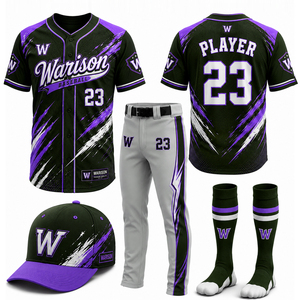 Wholesale Unisex Breathable Baseball Jersey And Pants With Socks And Caps Sublimation Adult's Softball Training Uniform Set - Product Image 6