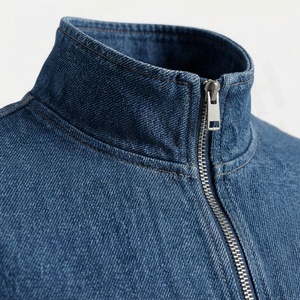 Ensemble de survêtement en jean pour homme, avec fermeture éclair intégrale, col montant, style décontracté, color block bleu, pour l'automne - Product Image 4