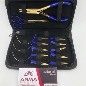 Kit professionnel d'outils pour extensions de cheveux en acier inoxydable durable, bleu avec aiguilles à crochet en or plasma, pinces à cheveux, pince à cheveux - Product Image 2