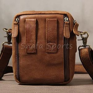 Sac banane en cuir de vachette véritable pour homme, pochette pour téléphone, plusieurs poches, idéal pour la randonnée, la course à pied et le cyclisme - Product Image 2