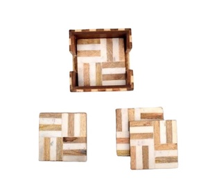 Factory Supply Classic Style Round <b>Square</b> Wooden Resin Coaster Custom Size For Kitchen Restaurant Party Use Tabletop Decor - Product Image 5