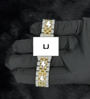 Montre mécanique de luxe unisexe personnalisée avec bracelet en acier inoxydable glacé VVS Moissanite, cadran en verre, analogique, 41 mm