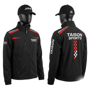 Chaqueta de Karting Premium de 320 GSM, Poliéster y Spandex, con Paneles en Contraste Azul y Blanco, Bordado Personalizado y Sublimación - Product Image 3