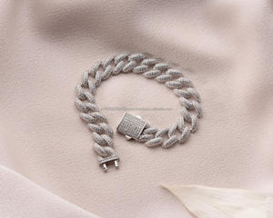 Pulsera Cubana de Lujo con Moissanita Plateada y Baño de Oro, Cadena de Eslabones Ajustable Estilo Hip Hop, Unisex, Regalo para Él y Ella - Product Image 1