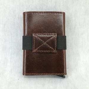 Portefeuilles unisexes en cuir pleine fleur Crazy Horse avec bouton poussoir métallique, porte-cartes en aluminium, portefeuille RFID, vente en gros, prix compétitif, Inde - Product Image 5