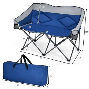 <b>Padded</b> Backrest Folding Camping <b>Chair</b> with Carry Bags for Outdoor Furniture - Product Image 2