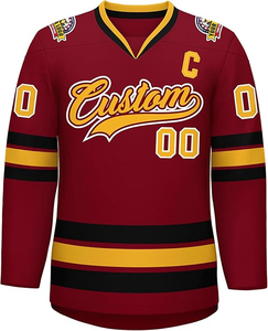 Maillots de hockey sur glace personnalisés en gros, uniformes d'équipe, impression par sublimation, respirants, séchage rapide, 100% polyester, sans manches, OEM ODM - Product Image 4