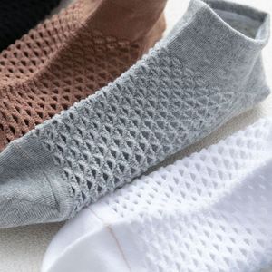 Fishnet Ankle <b>Socks</b> Women Breathable Cotton Bamboo Fiber Knitted Geometric Pattern Summer Daily Wear Light <b>Brown</b> - Product Image 6