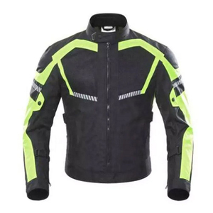 Veste de moto pour homme à manches longues, style course, coupe-vent, anti-UV, avec design bicolore, en polyester/coton - Product Image 4