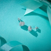 Pendientes de Lujo con Diamantes Cultivados en Laboratorio, Chapados en Oro y Plata, Corte Cojín, Joyería de Moda para Estudiantes Universitarios