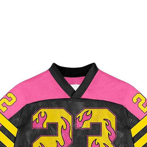 Fournisseur direct d'usine, col en V, maillot en maille, streetwear, maillot de football américain surdimensionné personnalisé en maille - Product Image 4